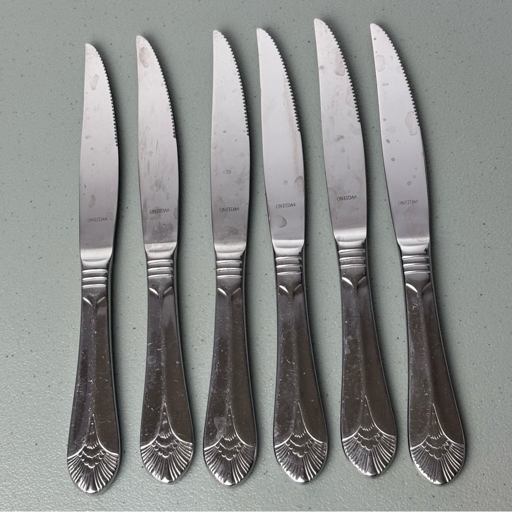 Oneida New York Stainless Steel Flatware Dinner Table Knives Lot of 6